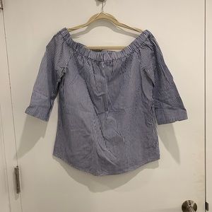 Dex Off The Shoulder Striped Cotton Shirt